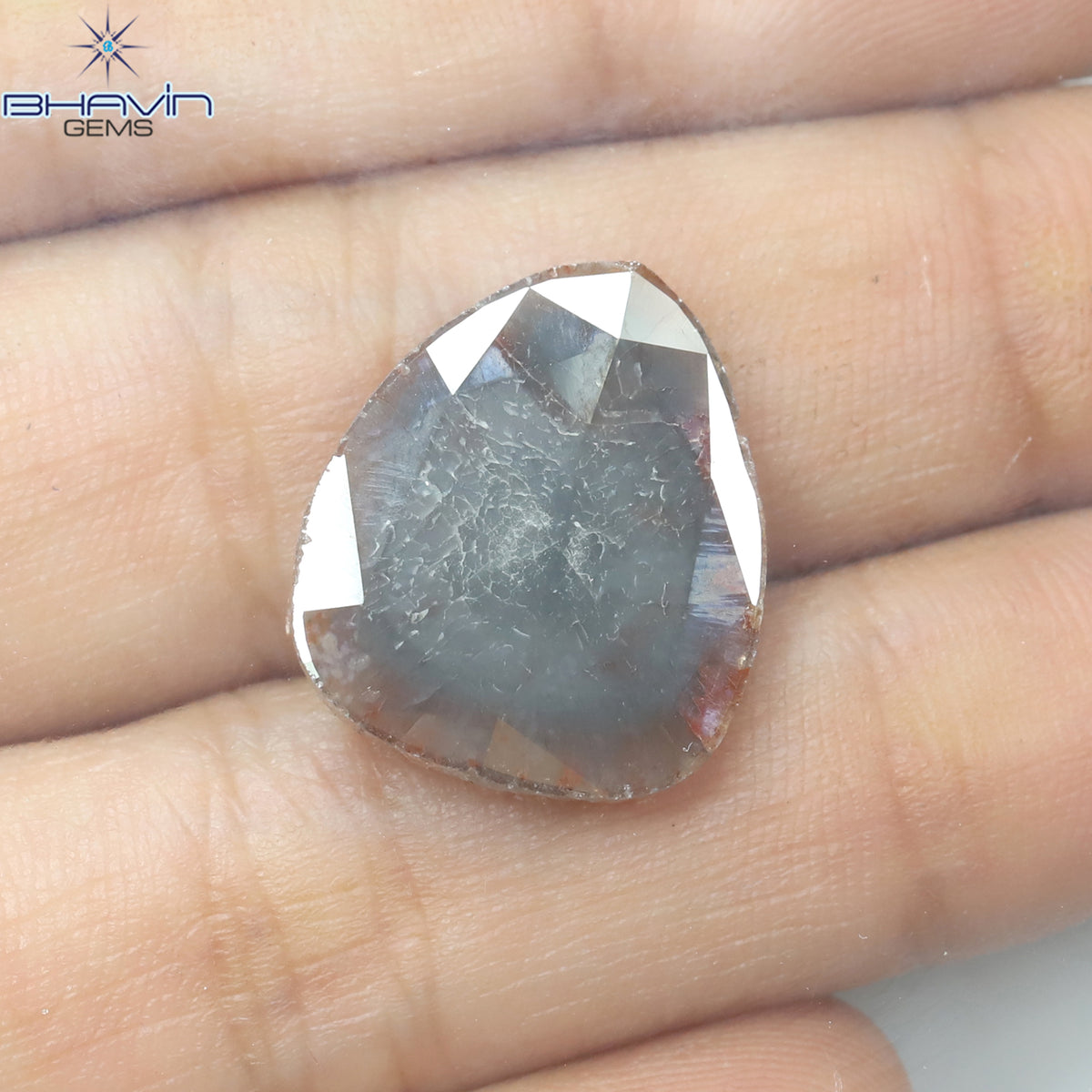 6.23 CT Pear Slice Natural Diamond Gray Brown Color Clarity I3 (18.40 MM)