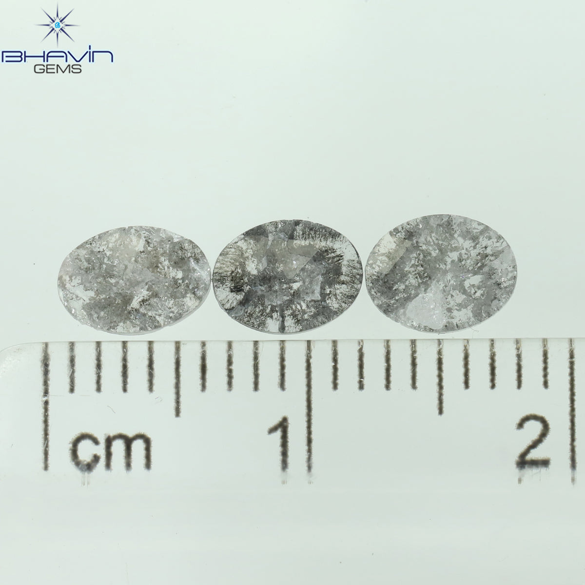0.92 CT スライス形状 天然ダイヤモンド ソルト アンド ペッパー カラー I3 クラリティ (10.75 MM)