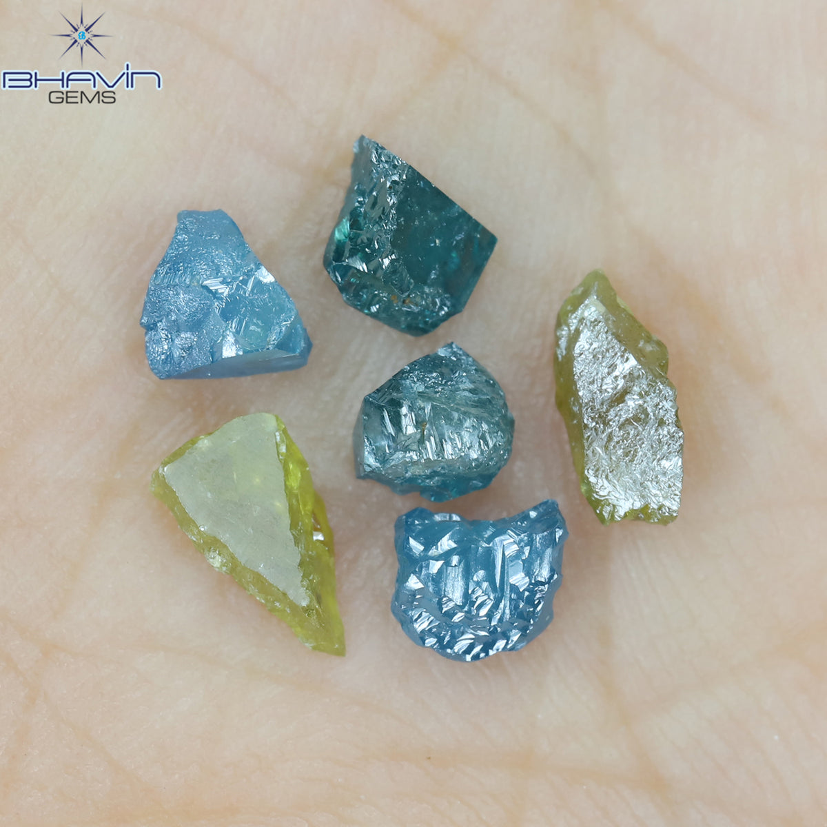 2.10 CT/6 Pcs Natural Rough Diamond Enhanced Mix Fancy Color Clarity I3 (6.32 MM)