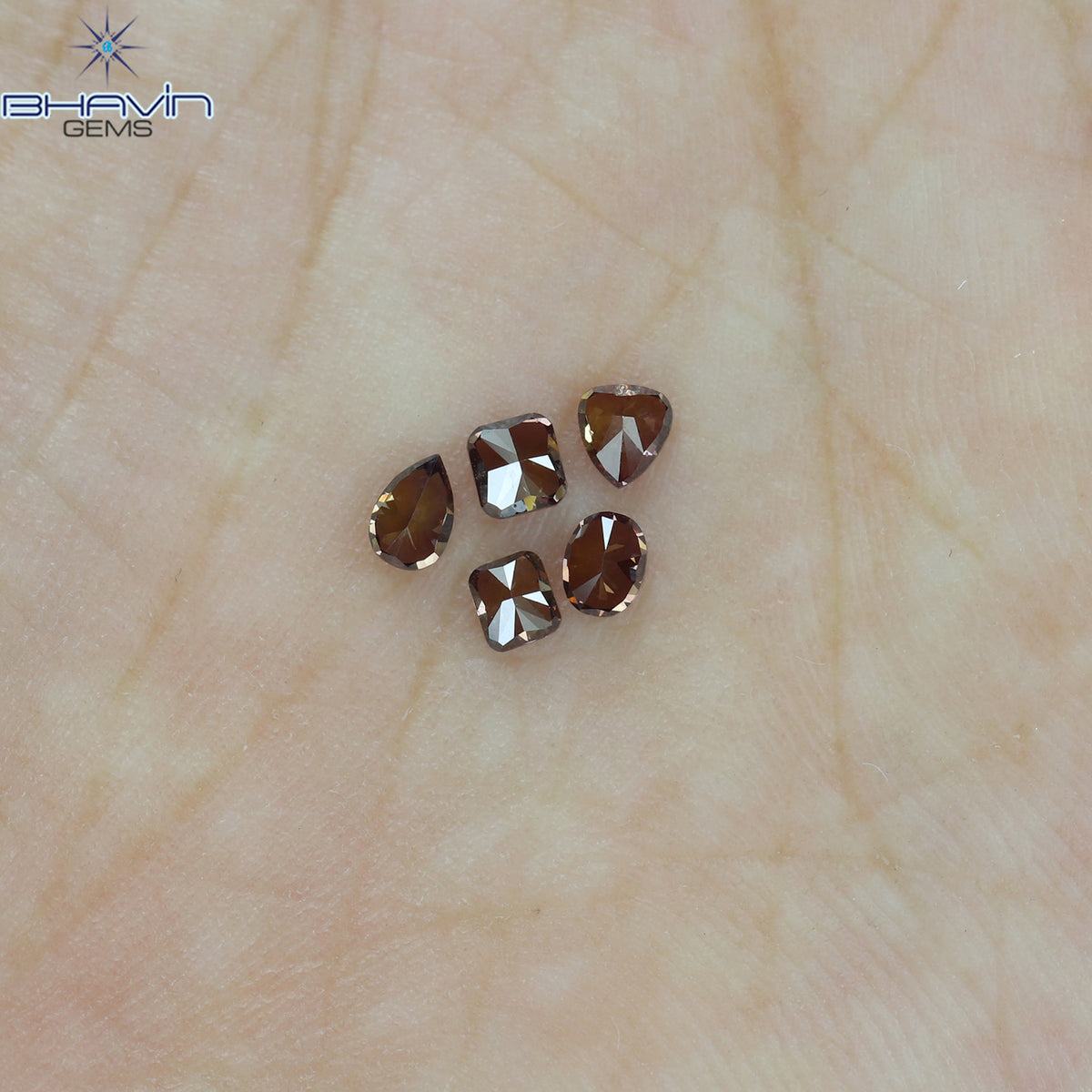 0.60 CT/5 個 ミックス シェイプ ナチュラル ルース ダイヤモンド ピンク カラー SI1 クラリティ (3.66 MM)
