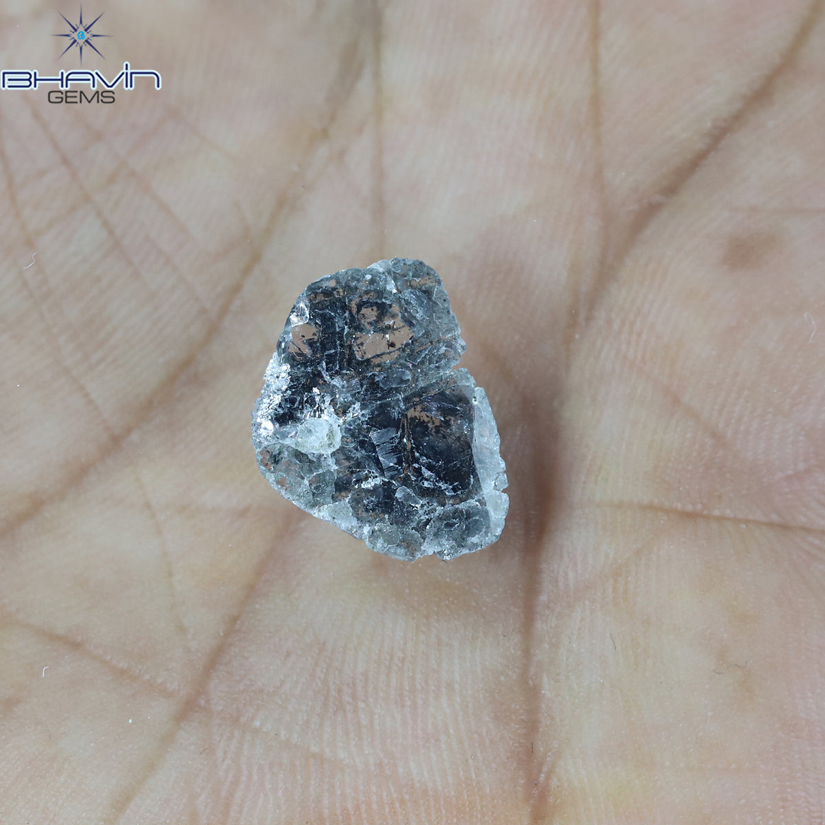 1.89 CT スライス シェイプ ナチュラル ダイヤモンド ソルト アンド ペッパー カラー I3 クラリティ (14.30 MM)