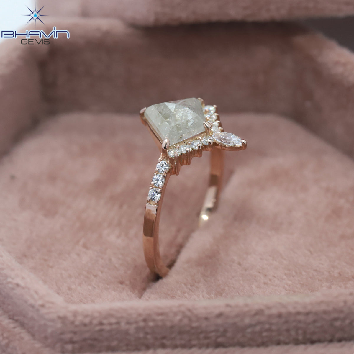 Kite Diamond  White Salt And Pepper Diamond Natural Diamond Ring Gold Ring Engagement Ring