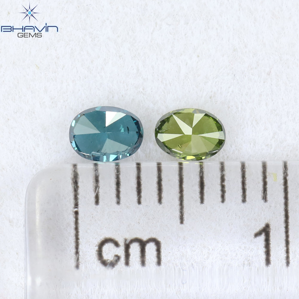 0.24 CT/2 ピース オーバル シェイプ ナチュラル ダイヤモンド ミックス カラー SI1 クラリティ (3.60 MM)