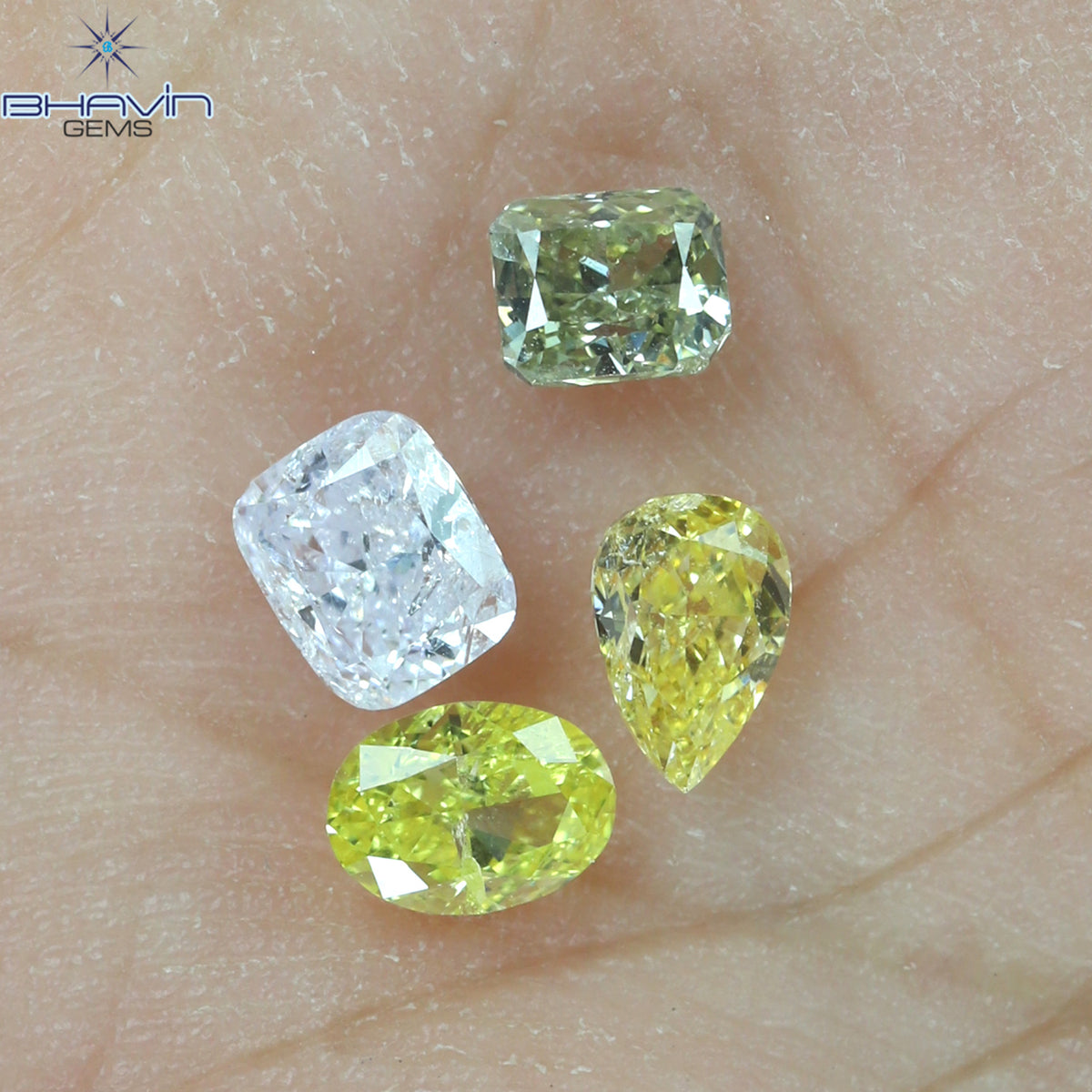 0.77 CT/4 Pcs Natural Mix Diamond Mix Fancy Color Clarity SI2 (4.20 MM)