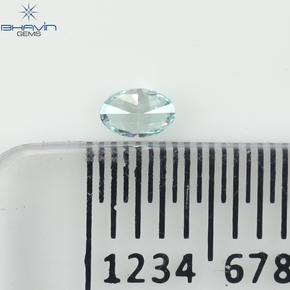 0.07 CT Natural Oval Diamond Enhanced Greenish Blue Color Clarity VS1 (3.08 MM)