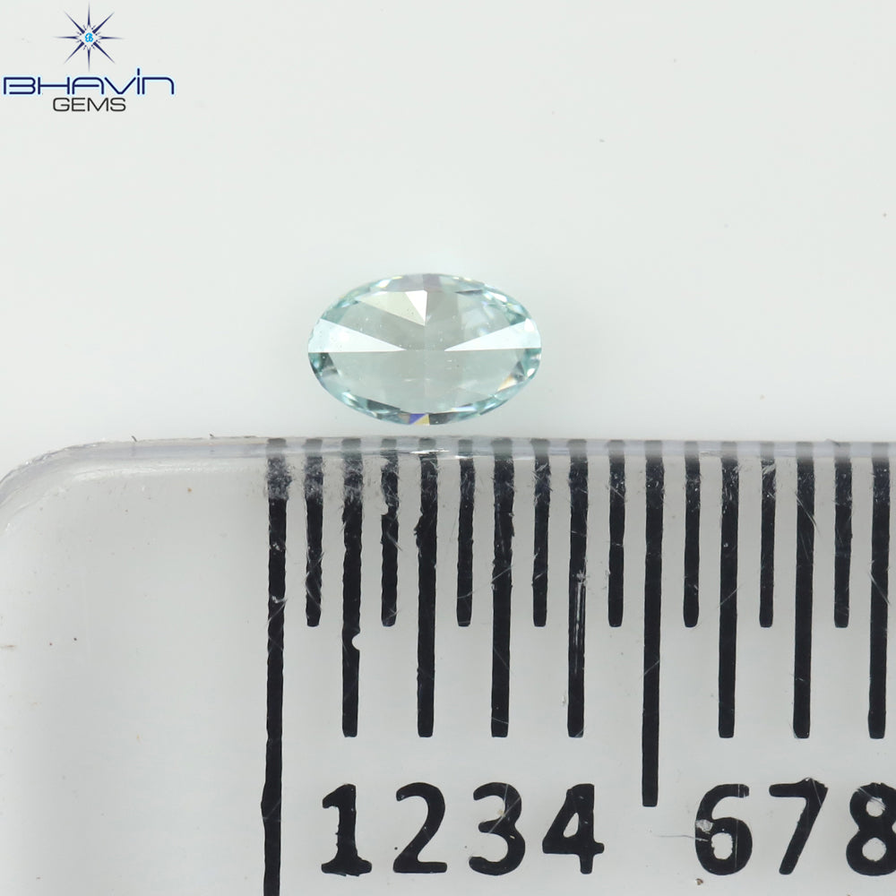 0.07 CT オーバル シェイプ ナチュラル ダイヤモンド グリーンがかったブルー カラー VS1 クラリティ (3.08 MM)