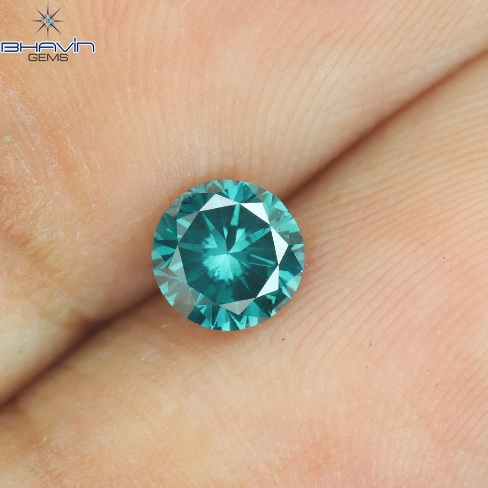 0.50 CT Natural Round Diamond Enhanced Blue Color Clarity SI1 (4.90 MM)