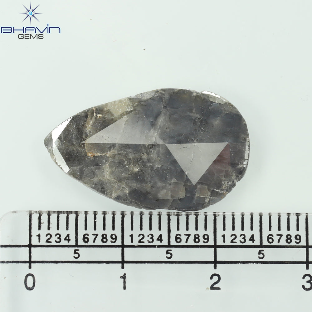 5.29 CT Pear Slice Shape Natural Diamond Gray Color I3 Clarity (22.00 MM)