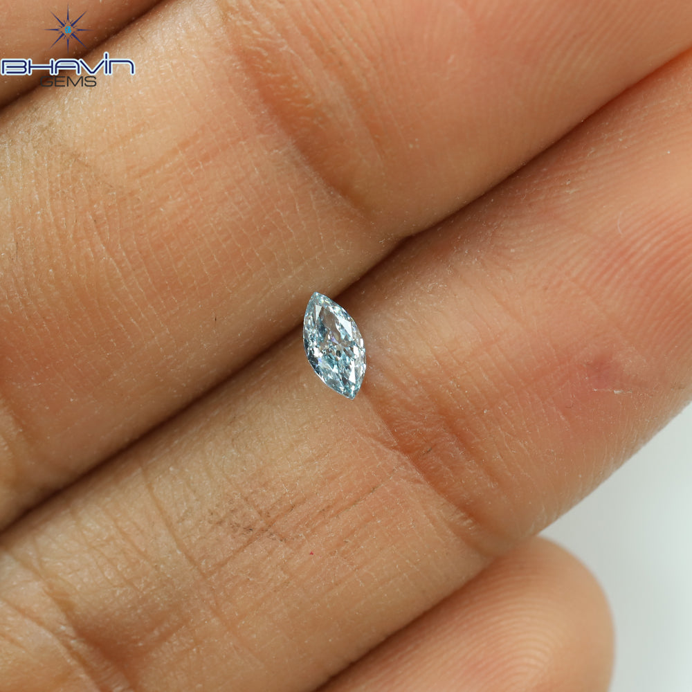 0.11 CT Natural Marquise Diamond Enhanced Greenish Blue Color Clarity VVS1 (4.91 MM)