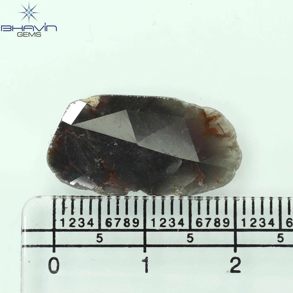 4.21 CT Slice Shape Natural Diamond Brown Gray Color I3 Clarity (21.70 MM)