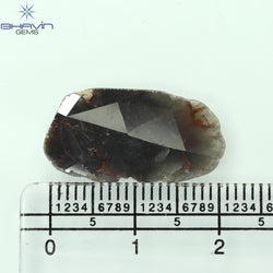4.21 CT スライス シェイプ ナチュラル ダイヤモンド ブラウン グレー カラー I3 クラリティ (21.70 MM)