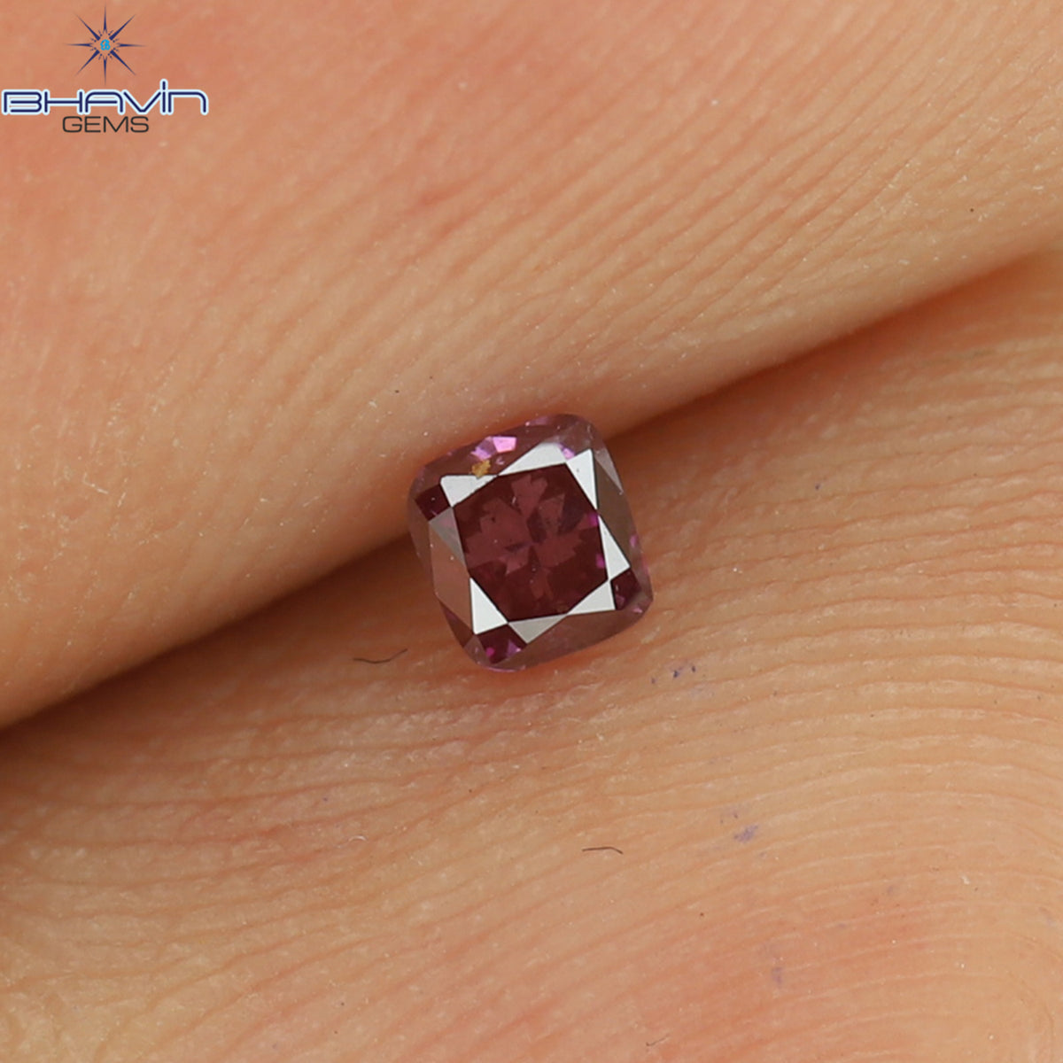 0.07 CT Natural Cushion Diamond Enhanced Pink Color Clarity VS2 (2.36 MM)