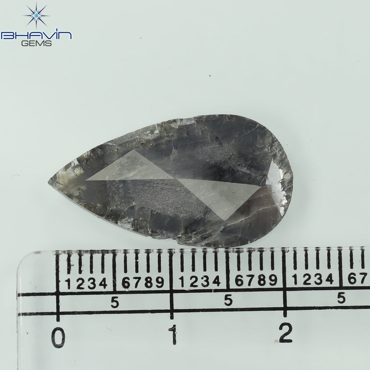 4.68 CT Natural Pear Slice Diamond Gray Color Clarity I3 (22.00 MM)