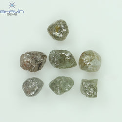 2.17 CT/7 Pcs Rough Shape Salt And Pepper Color Natural Diamond I3 Clarity (3.77 MM)