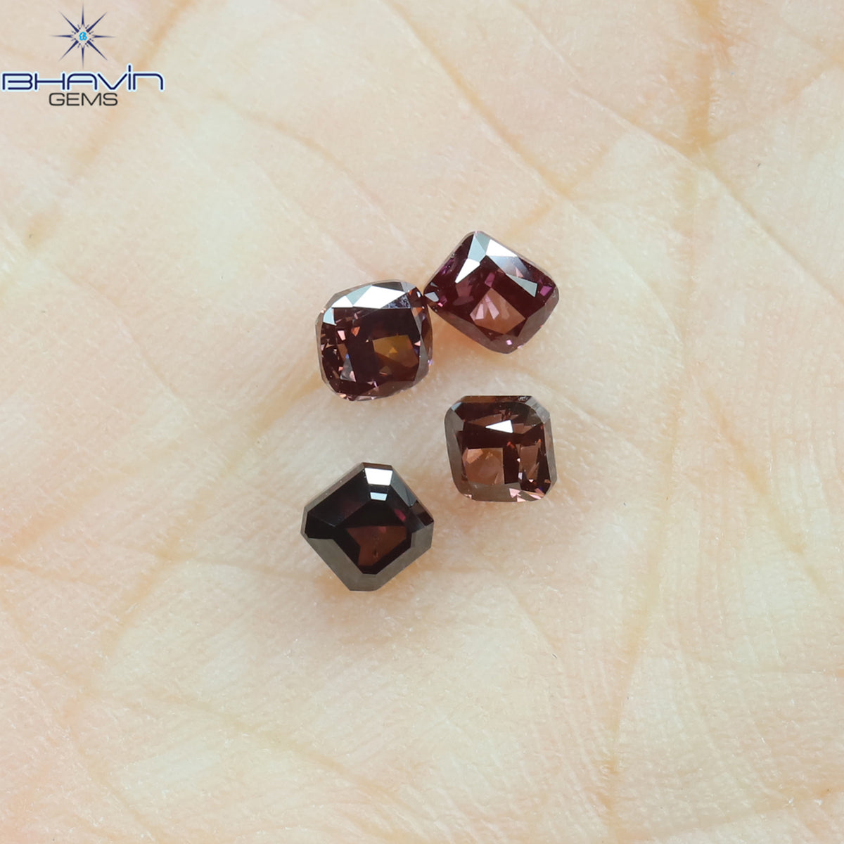 0.70 CT/4 Pcs Natural Cushion Diamond Enhanced Pink Color Clarity VS2 (3.06 MM)