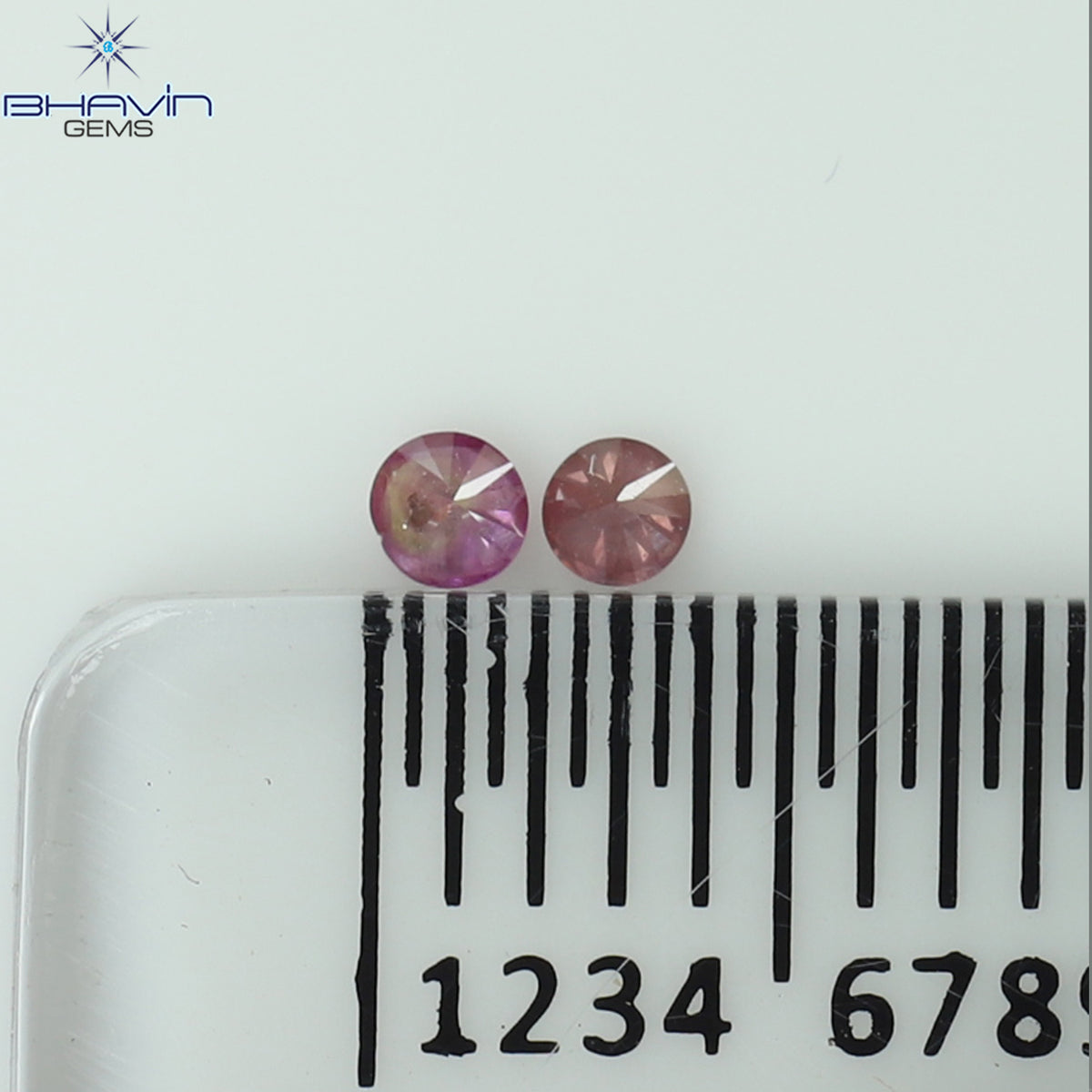 0.06 CT/2 ピース ラウンド シェイプ ナチュラル ルース ダイヤモンド ピンク カラー I3 クラリティ (1.85 MM)