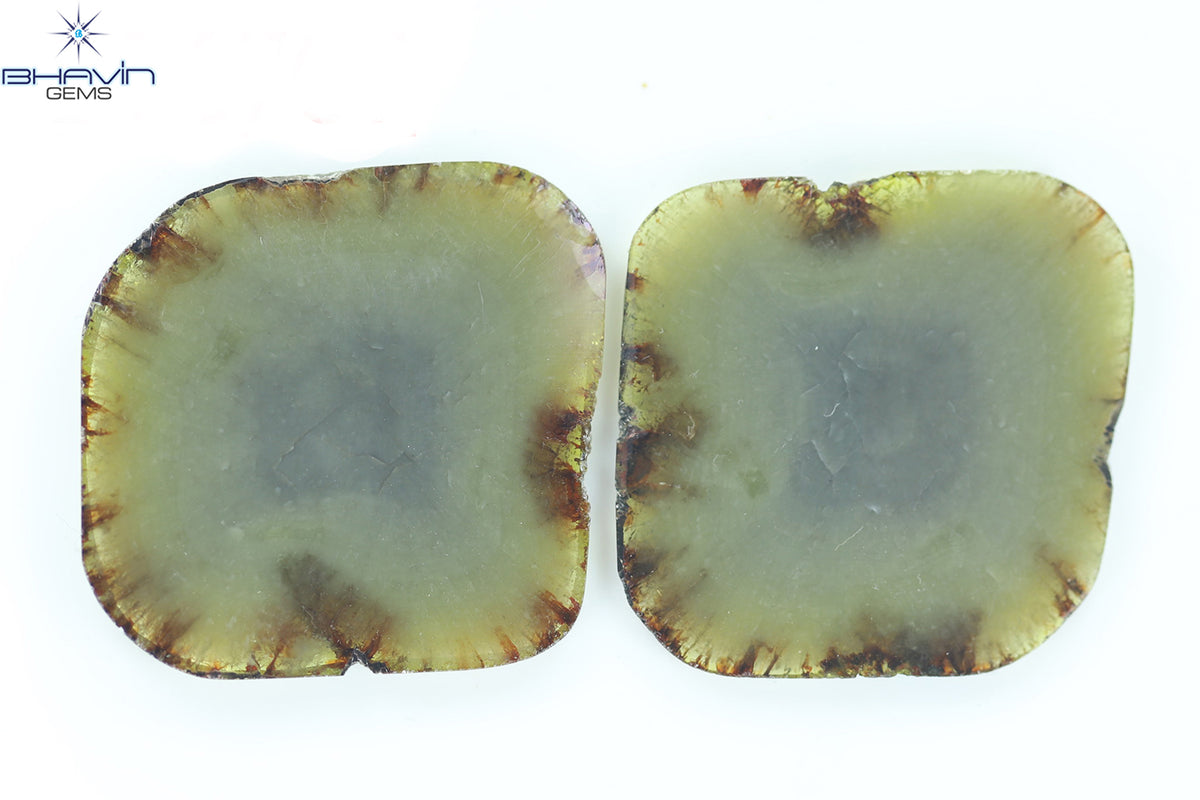 26.07 CT、2 ピース ノーカット スライス ローズカット シェイプ、ルース ダイヤモンド、クラリティ I3
