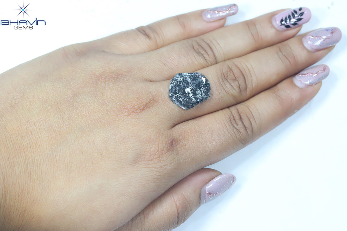 3.79 CT Natural Slice Diamond Salt And Pepper Color Clarity I3 (17.00 MM)