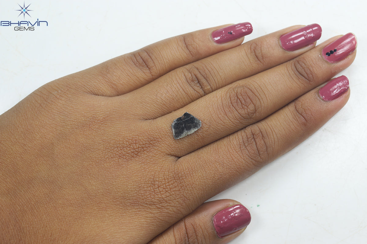 1.11 CT スライス形状 天然ダイヤモンド ソルト アンド ペッパー カラー I3 クラリティ (12.11 MM)