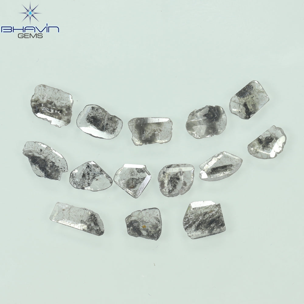 2.60 CT/14 Pcs Slice Shape Natural Diamond Salt And Pepper Color I3 Clarity (7.98 MM)