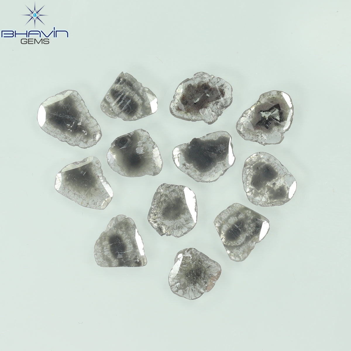4.05 CT (12 Pcs) Slice Natural Diamond Salt And Pepper Color Clarity I3 (8.26 MM)