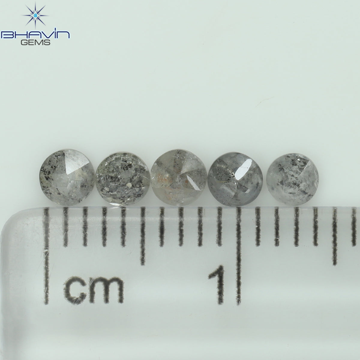 0.55 CT/5 Pcs Natural Uncut Diamond Salt And Pepper Color Clarity I3 (2.98 MM)