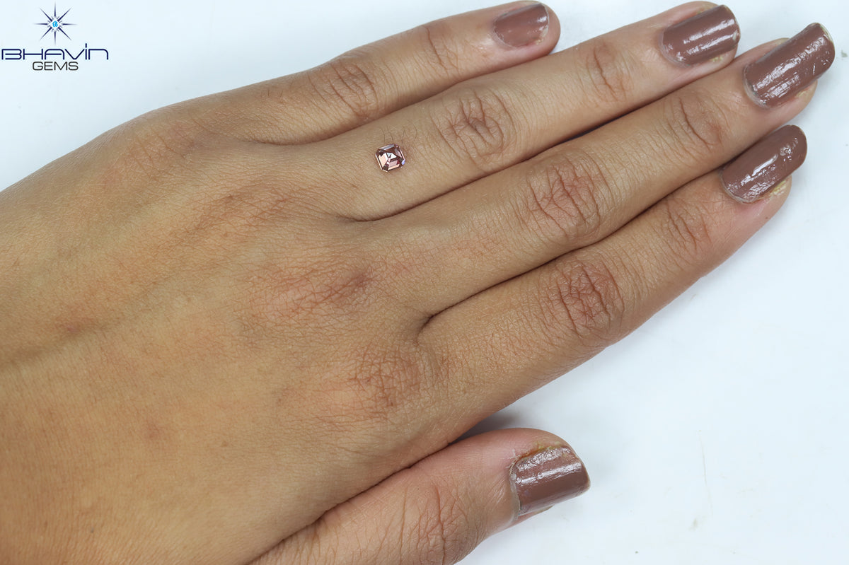 0.52 CT Natural Asscher Diamond Enhanced Pink Color Clarity VS1 (4.13 MM)