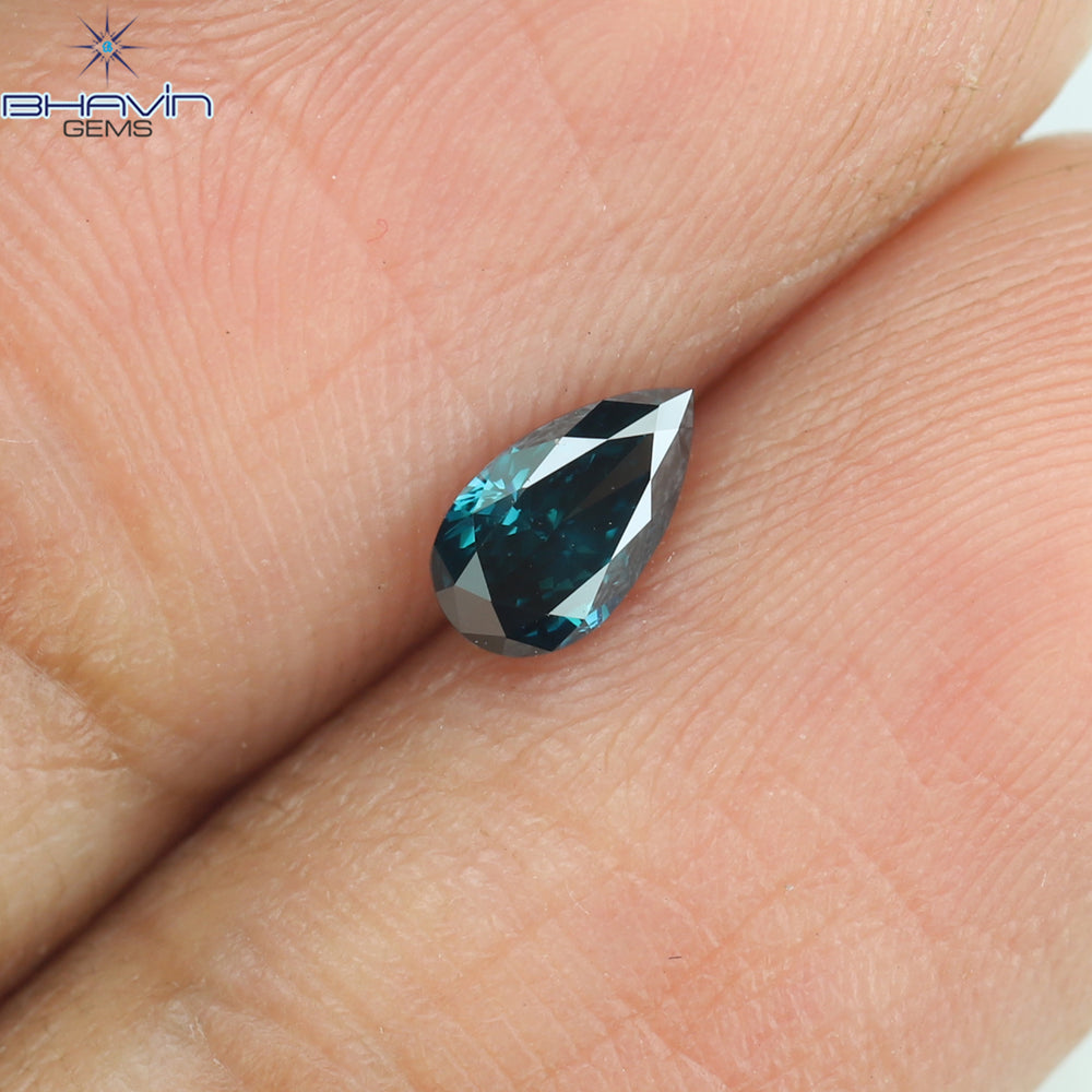 0.29 ペアー シェイプ ナチュラル ダイヤモンド ブルー カラー VS2 クラリティ (5.73 MM)