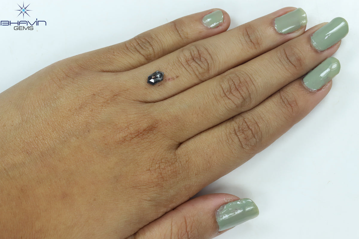 0.48 CT 六角形 天然ルース ダイヤモンド ソルト アンド ペッパー カラー I3 クラリティ (5.06 MM)