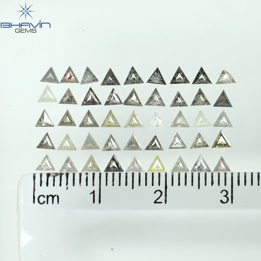 3.49 CT/26 Pcs Triangle Shape Natural Loose Diamond Salt And Pepper Color I3 Clarity (4.35 MM)