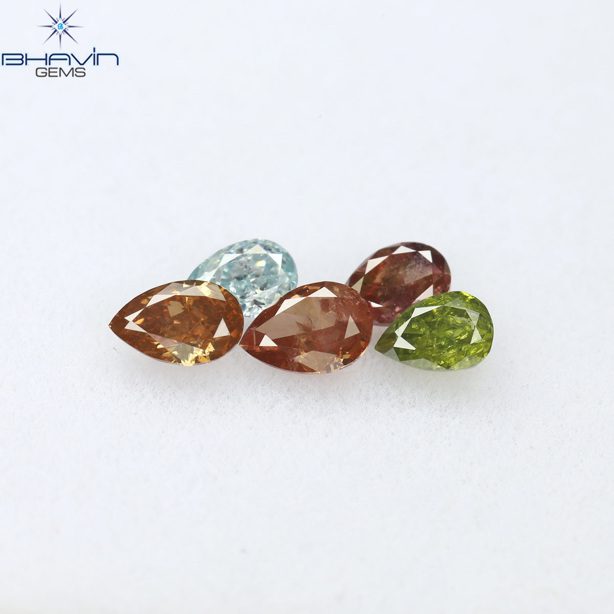 0.67 CT/5 Pcs Natural Pear Diamond Enhanced Pink Color Clarity SI2 (4.15 MM)