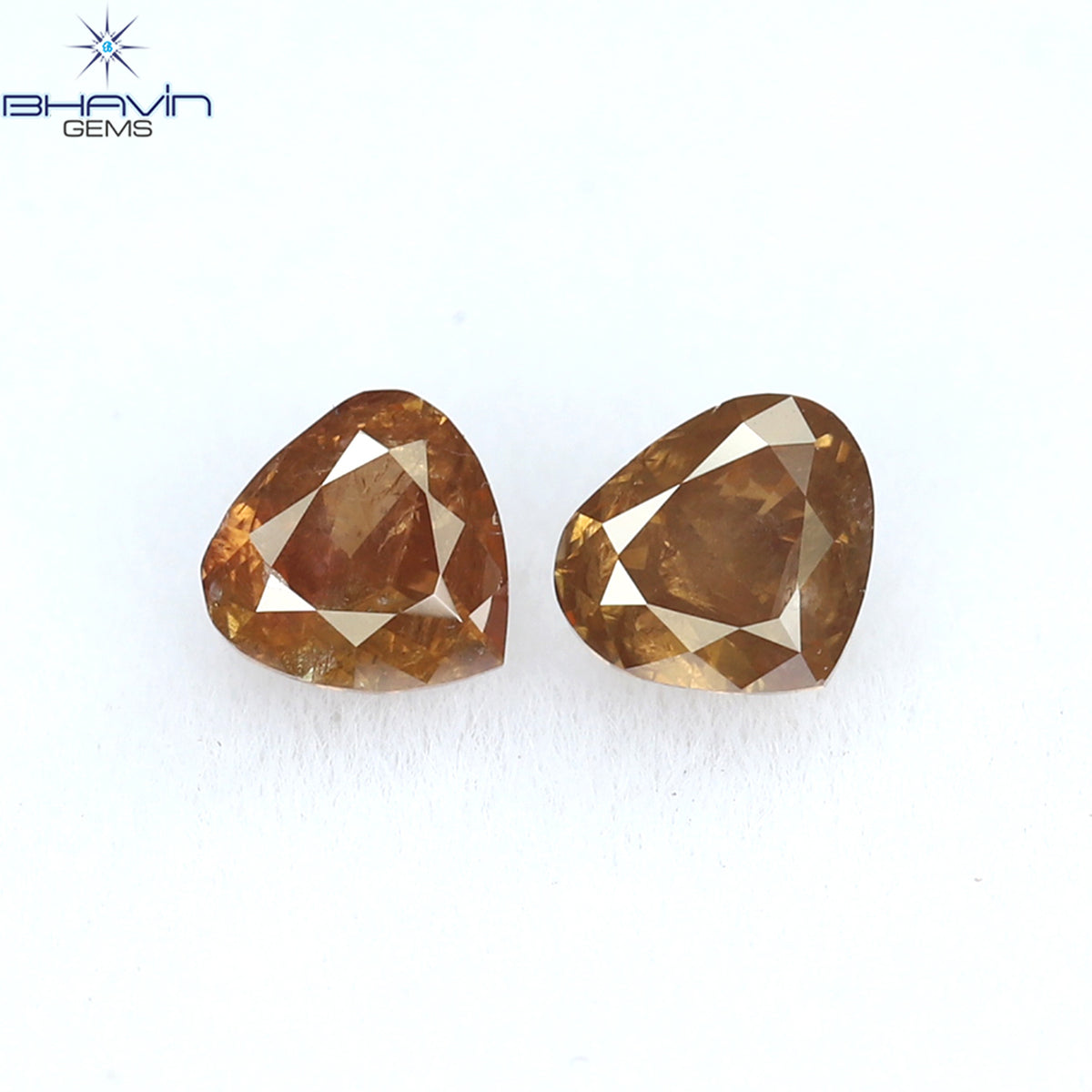 0.41 CT/2 ピース ハートシェイプ ナチュラル ルース ダイヤモンド ピンク カラー I1 クラリティ (3.84 MM)