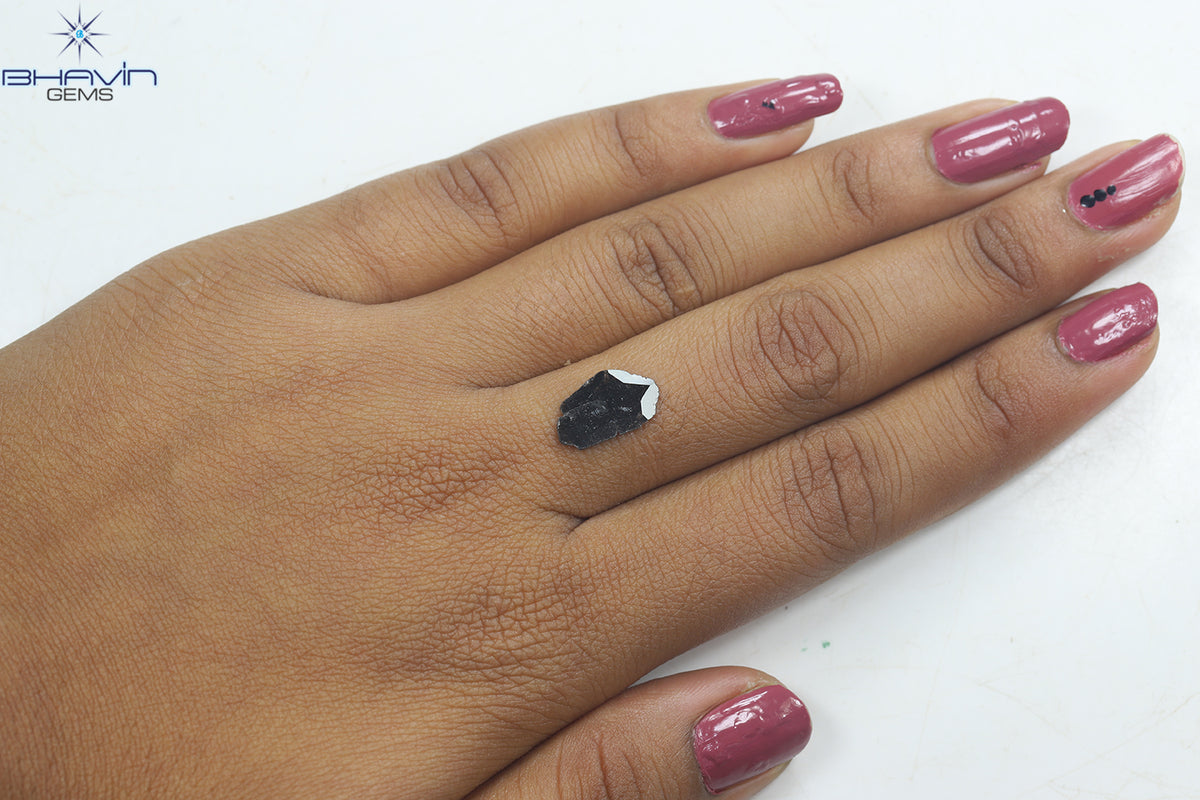 1.12 CT スライス シェイプ ナチュラル ダイヤモンド ソルト アンド ペッパー カラー I3 クラリティ (13.00 MM)