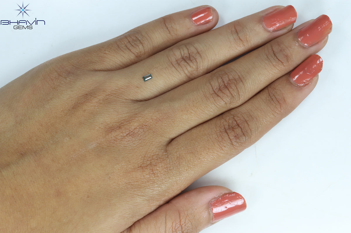 0.08 CT Natural Baguette Diamond Enhanced Blue Color Clarity VS1 (3.35 MM)