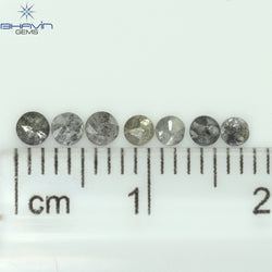 0.46 CT/7 Pcs Uncut Shape Salt And Pepper Natural Loose Diamond I3 Clarity (2.50 MM)