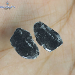 2.54 CT/2 ピース スライス シェイプ ナチュラル ダイヤモンド ブラック カラー I3 クラリティ (13.15 MM)
