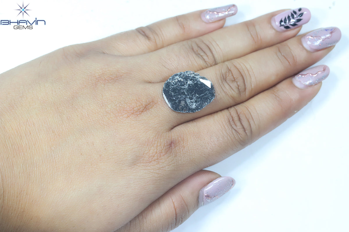 6.38 CT Slice Natural Diamond Salt And Pepper Color Clarity I3 (22.00 MM)