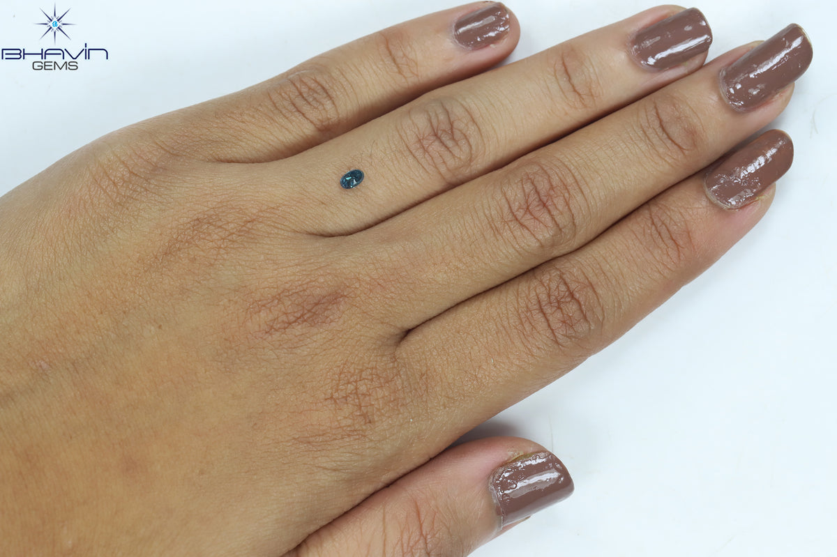 0.18 CT Natural Oval Diamond Enhanced Blue Color Clarity I3 (4.12 MM)