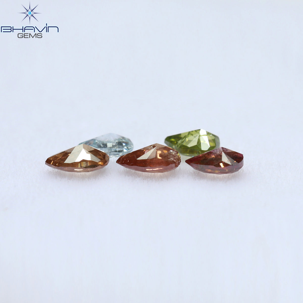 0.67 CT/5 Pcs Natural Pear Diamond Enhanced Pink Color Clarity SI2 (4.15 MM)