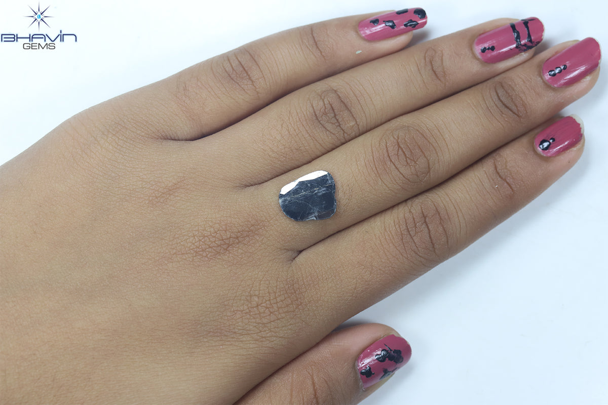 1.78 CT Slice Natural Diamond Black Color Clarity I3 (13.00 MM)