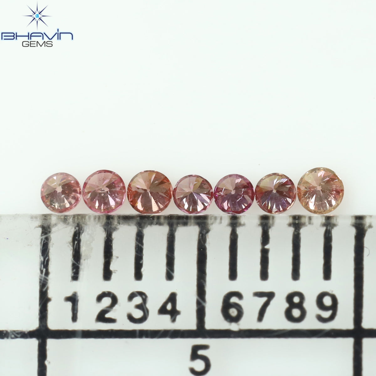 0.08 CT/7 個ラウンド シェイプ ナチュラル ルース ダイヤモンド ピンク色 VS-SI クラリティ (1.50 MM)