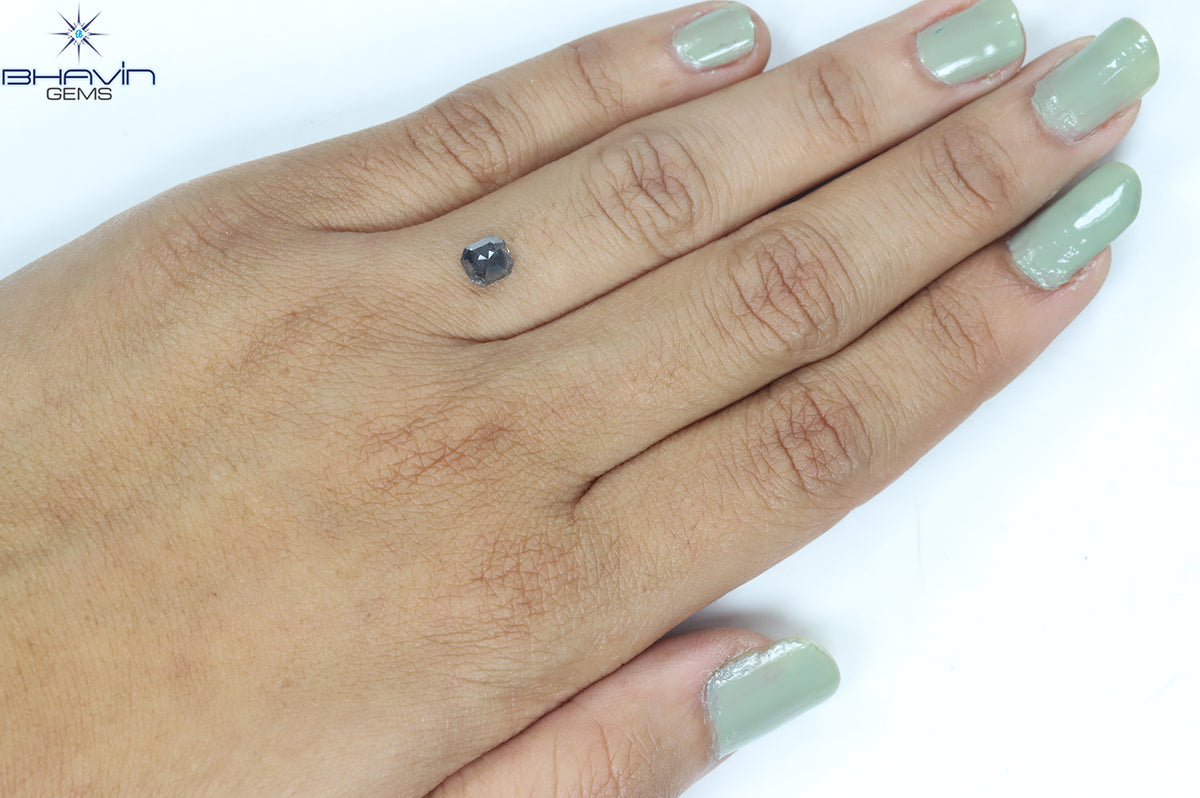 0.85 CT Natural Asscher Diamond Grey Color Clarity I3 (5.32 MM)