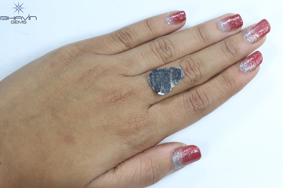 3.28 CT Natural Slice Diamond Salt And Pepper Color Clarity I3 (19.36 MM)