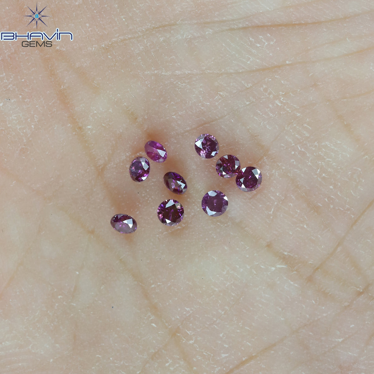 0.24 CT/9 PCS ラウンド ダイヤモンド ピンク色 天然ダイヤモンド I1 クラリティ (1.90 MM)