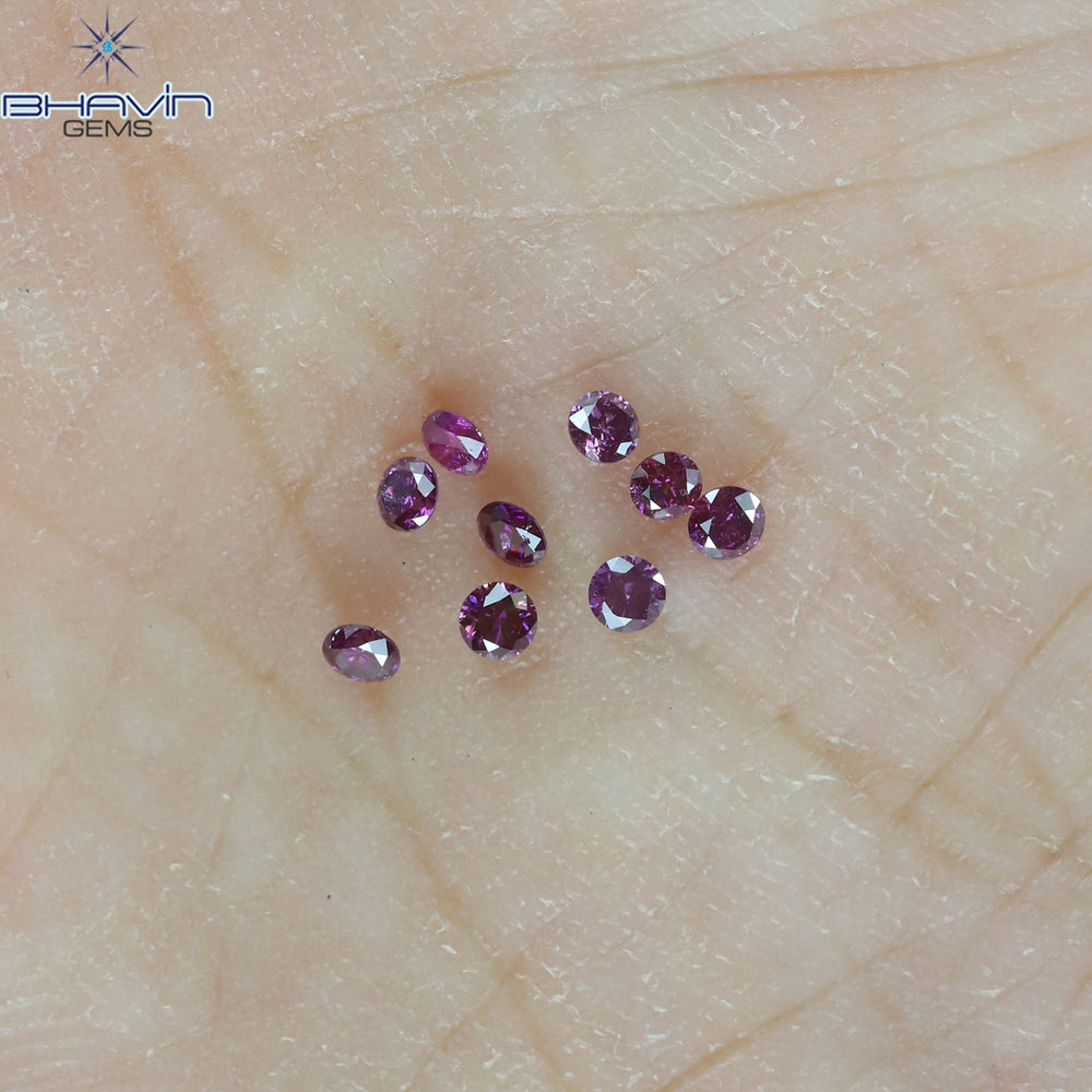 0.24 CT/9 PCS Round Diamond Pink Color Natural Diamond I1 Clarity (1.90 MM)