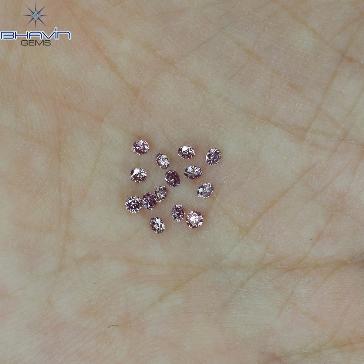 0.30CT/14PCS ラウンドダイヤモンド ビビッドピンクカラー 天然ダイヤモンド VS クラリティ (1.70MM)