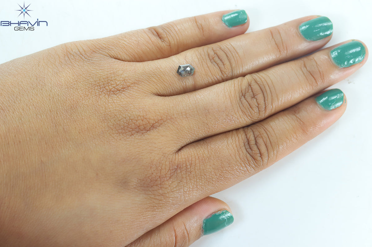 0.80 CT Natural Hexagon Diamond Salt And Pepper Color Clarity I3 (7.10 MM)