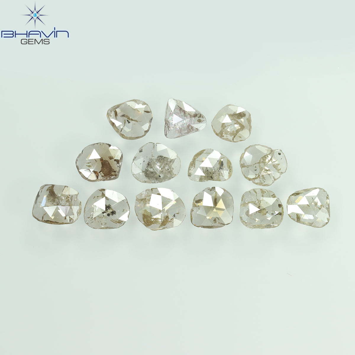 3.00 CT (13 個) ポルキ ローズカット シェイプ ナチュラル ダイヤモンド ブラウン カラー I2 クラリティ (5.57 MM)