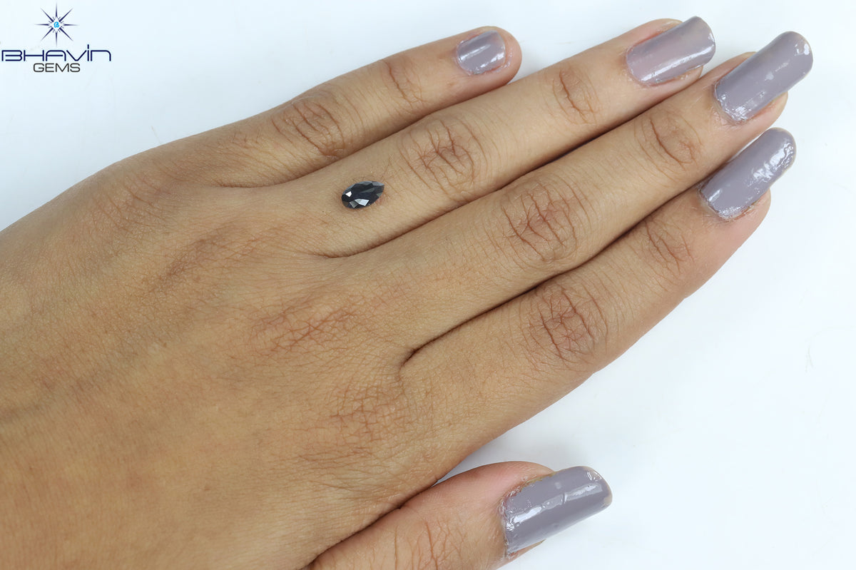 0.60 CT Natural Pear Diamond Black Color Clarity Opaque (7.38 MM)
