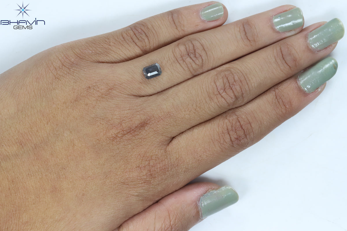 1.30 CT Natural Emerald Diamond Salt And Pepper Color Clarity I3 (6.82 MM)